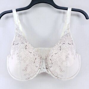 Playtex Secrets Side Smoothing Full-Figure Bra 40DD White Embroidered Polyester/